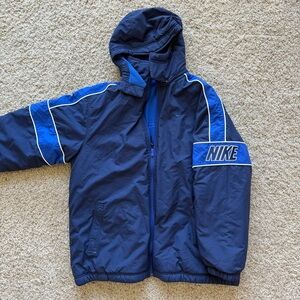Nike Vintage Y2K Reversible Full Zip Fleece Swoosh Puffer Jacket Coat Blue XL